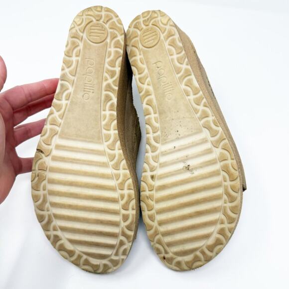 Papillio Tan & Metallic Gold Suede Cork Wedge Sandals Sz EU 41 Made in Portugal - Picture 6 of 9